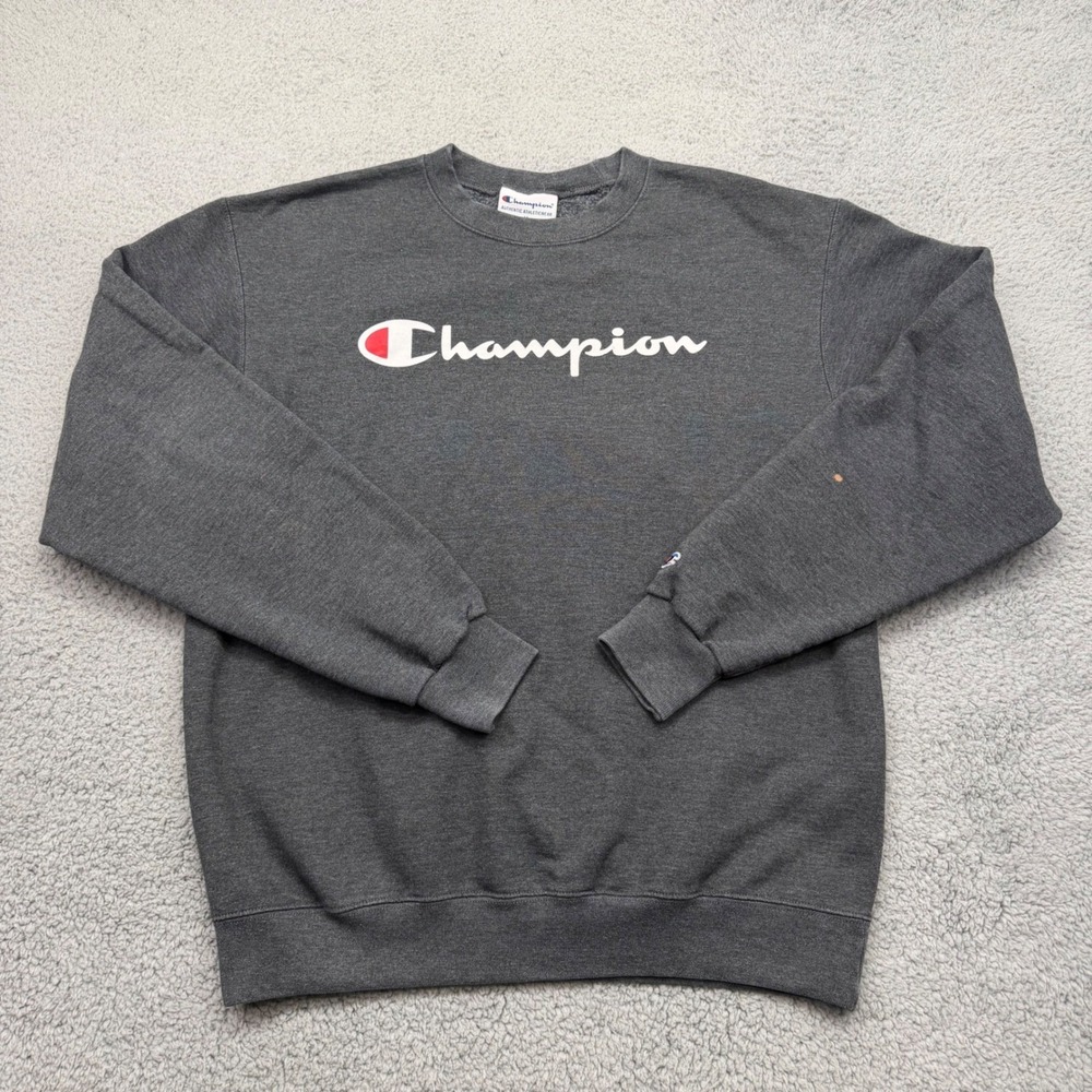 Champion Authentic Athleticwear Mens Medium Dark Gray Logo Crewneck Sweatshirt